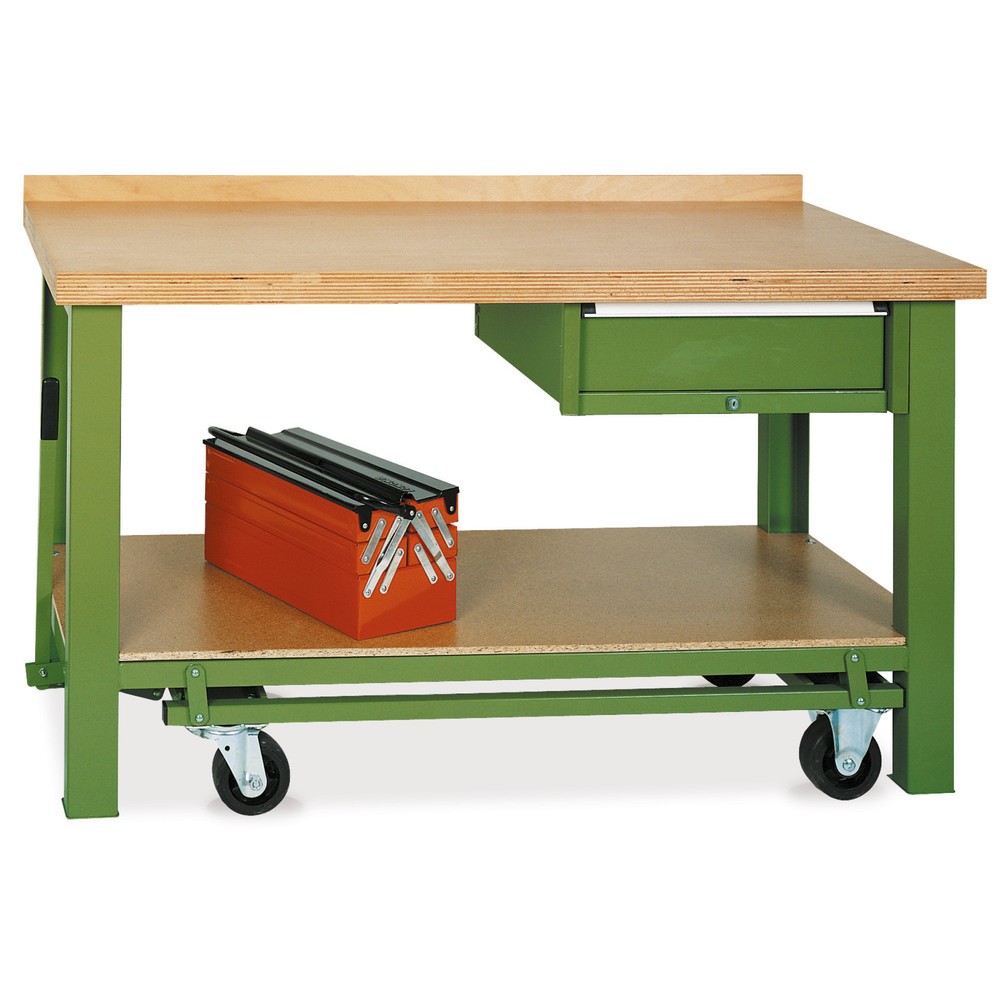 Product afbeelding: LOKOMA Mobiele werkbank Premium met lade, cap. 850 kg, hxbxd 850 x 1.500 x 700 mm, resedagroen