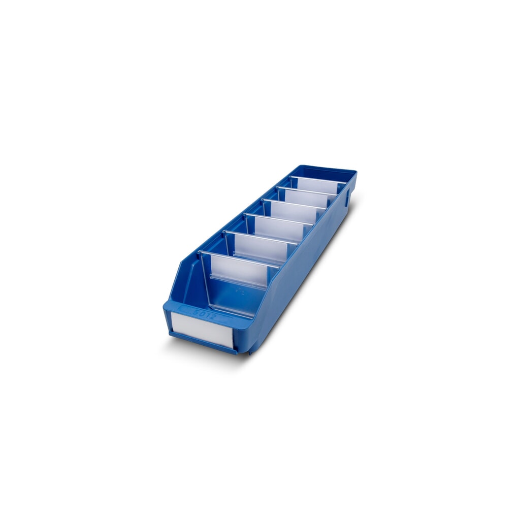 Magazijnbakken met inkijkopening, bxd 120 x 500 mm, blauw Product afbeelding: Magazijnbakken met inkijkopening, bxd 120 x 500 mm, blauw