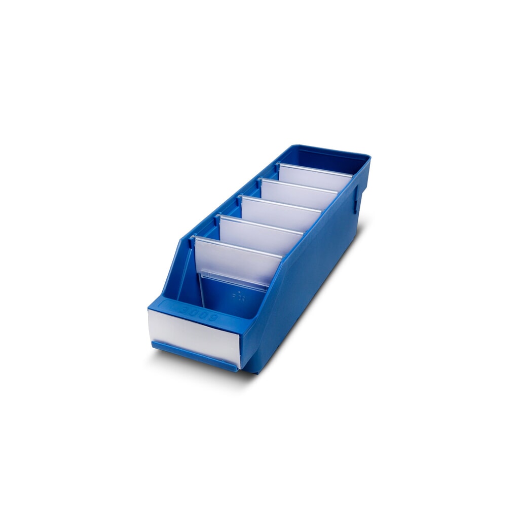 Magazijnbakken met inkijkopening, bxd 90 x 300 mm, blauw Product afbeelding: Magazijnbakken met inkijkopening, bxd 90 x 300 mm, blauw
