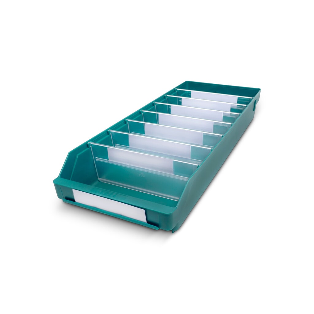 Magazijnbakken met inkijkopening, bxd 240 x 600 mm, groen Product afbeelding: Magazijnbakken met inkijkopening, bxd 240 x 600 mm, groen
