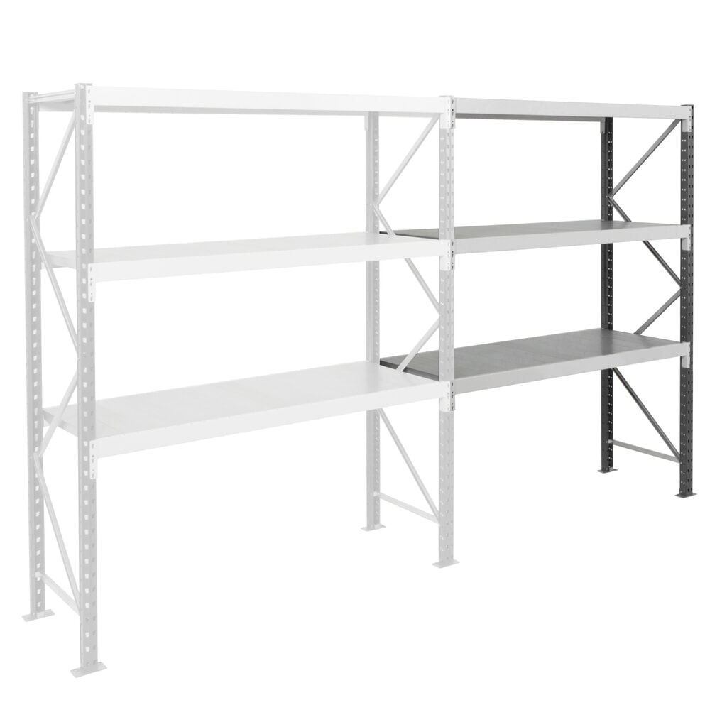 Grootvakrek ManOrga, met stalen panelen, AE, vaklast 880 kg, hxbxd 2.500 x 1.800 x 600 mm Product afbeelding: Grootvakrek ManOrga, met stalen panelen, AE, vaklast 880 kg, hxbxd 2.500 x 1.800 x 600 mm