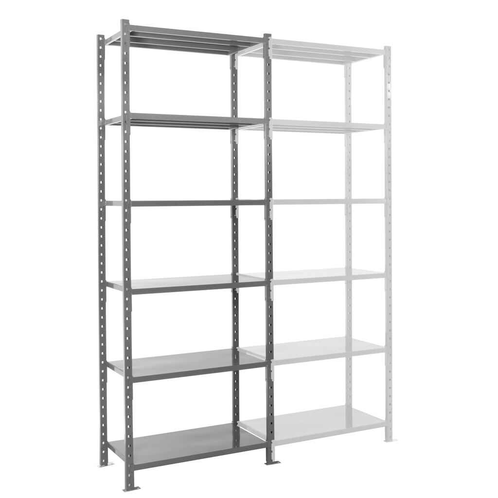 Legbordrek ManOrga, grafietgrijs, met legborden van plaatstaal, vaklast 500 kg, hxbxd 3.000 x 1.050 x 510 mm Product afbeelding: Legbordrek ManOrga, grafietgrijs, met legborden van plaatstaal, vaklast 500 kg, hxbxd 3.000 x 1.050 x 510 mm