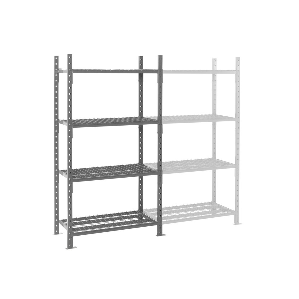 Product afbeelding: Legbordrek ManOrga, grafietgrijs, met roosterbodem, vaklast 500 kg, hxbxd 2.000 x 1.050 x 510 mm