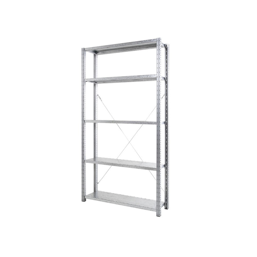 Product afbeelding: Legbordrek ManOrga, verzinkt, met 5 legborden van plaatstaal, vaklast 350 kg, hxbxd 2.000 x 2.043 x 410 mm