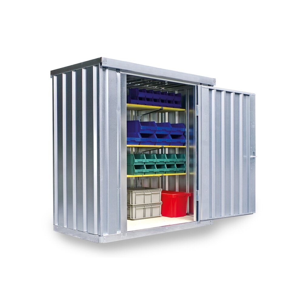 Product afbeelding: FLADAFI® materiaalcontainer als enkele module, verzinkt, hxbxd 2.150 x 2.100 x 1.140 mm, gedemonteerd, houten vloer