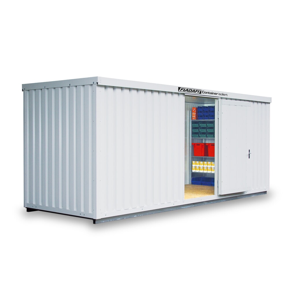 FLADAFI® materiaalcontainer, isoleert, 12 m², met geïsoleerde vloer, hxbxd 2.500 x 6.080 x 2.170 mm, enkele draaideur, gecentreerd aan de voorzijde Product afbeelding: FLADAFI® materiaalcontainer, isoleert, 12 m², met geïsoleerde vloer, hxbxd 2.500 x 6.080 x 2.170 mm, enkele draaideur, gecentreerd aan de voorzijde