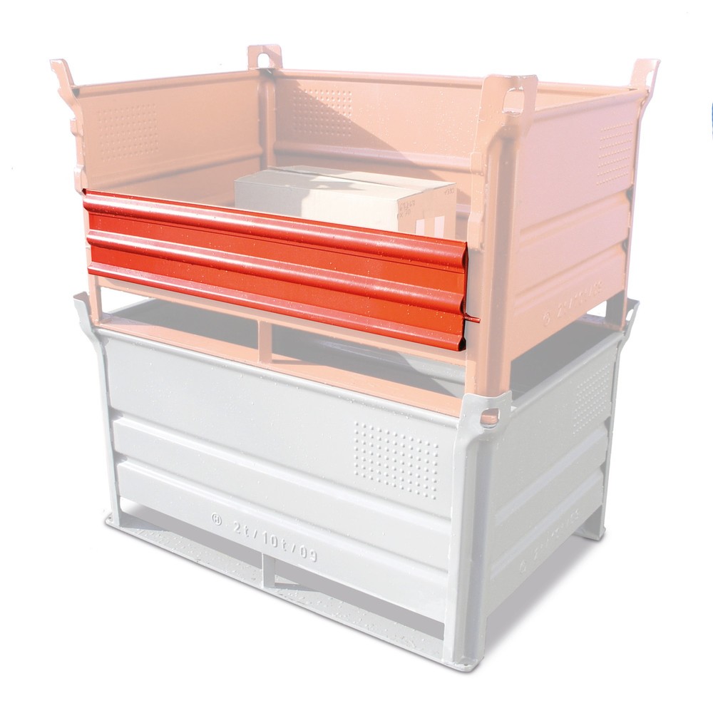 Product afbeelding: Meerprijs ½ volwandklep voor stapelbak HESON®, met skids, capaciteit 500 kg, bxd 800 x 500 mm
