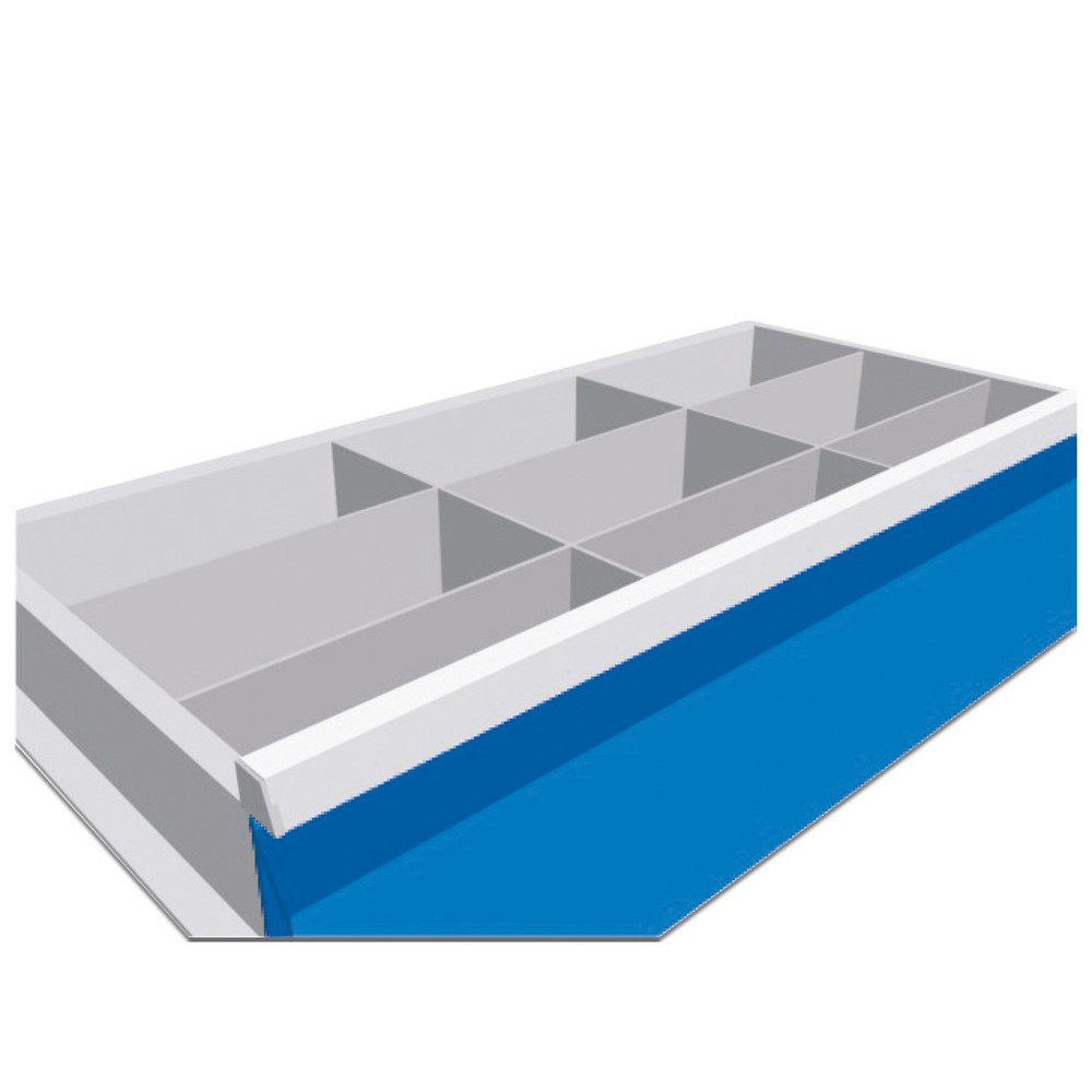 Product afbeelding: Metalen indeling voor gereedschapswagen Maxmobile, 2 middenvakrails , voor fronthoogte 100 mm