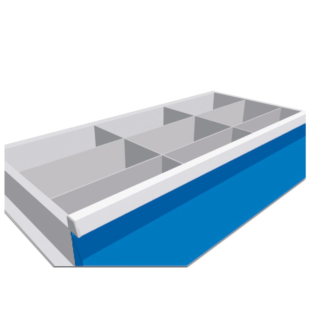 Product afbeelding: Metalen indeling voor gereedschapswagen Maxmobile, 2 middenvakrails, voor fronthoogte 200 mm