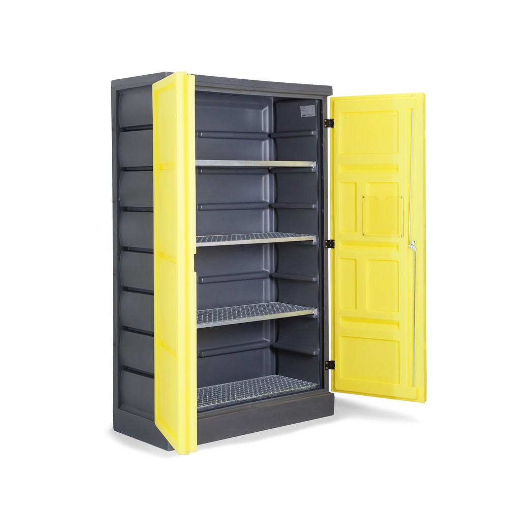 Product afbeelding: Denios chemicaliënkast van PE, hxbxd 1.990 x 1.225 x 640 mm, 4 roosters, verzinkt