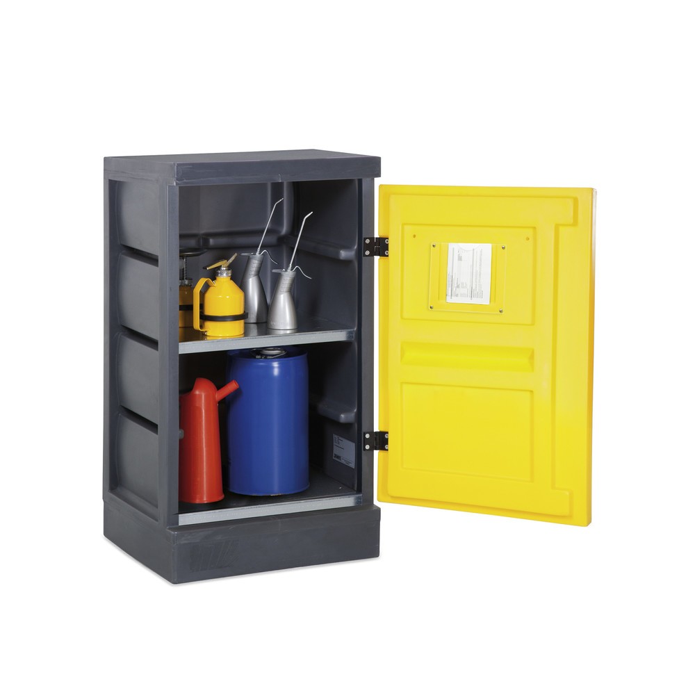 Product afbeelding: Denios chemicaliënkast van PE, hxbxd 1.130 x 610 x 640 mm, 2 roestvrijstalen roosters