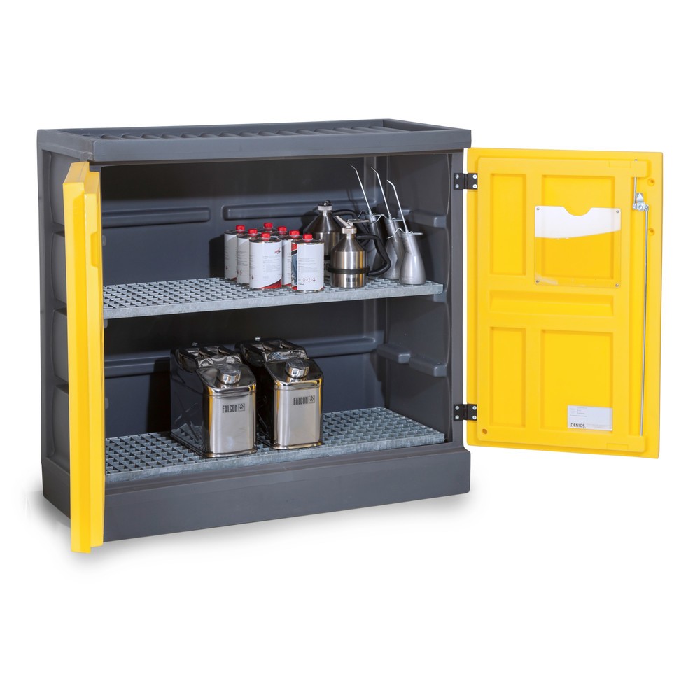 Product afbeelding: Denios chemicaliënkast van PE, hxbxd 1.130 x 1.225 x 640 mm, 2 roosters, verzinkt