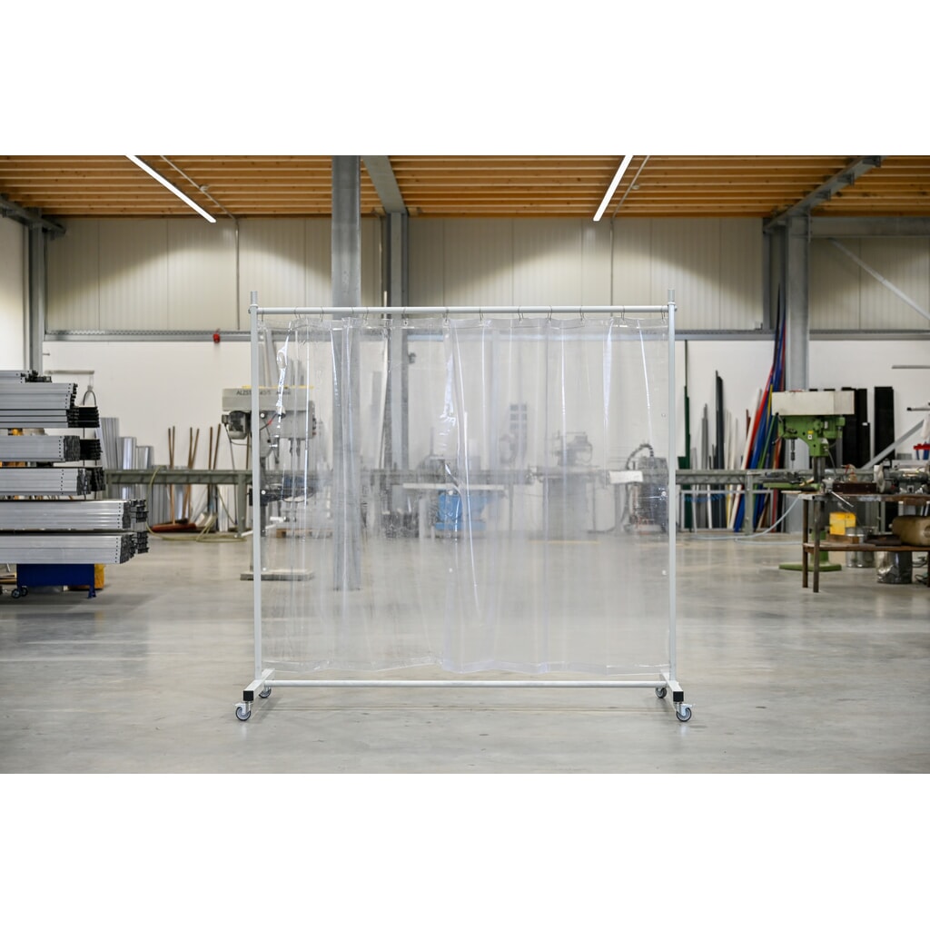 Mobiele beschermingswand met zwenkarmen, 1-delig, scherm 0,4 mm, transparant Productafbeelding nr. 1: Mobiele beschermingswand met zwenkarmen, 1-delig, scherm 0,4 mm, transparant