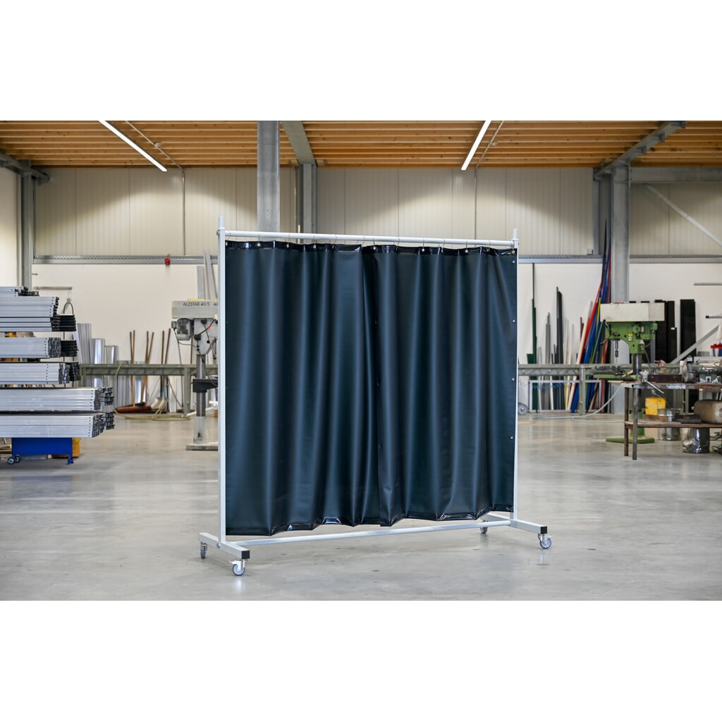Mobiele beschermwand met zwenkarmen, volgens ISO EN 25980 (EN 1598), 1-delig, zeil 0,4 mm, donkergroen / mat Productafbeelding nr. 2: Mobiele beschermwand met zwenkarmen, volgens ISO EN 25980 (EN 1598), 1-delig, zeil 0,4 mm, donkergroen / mat