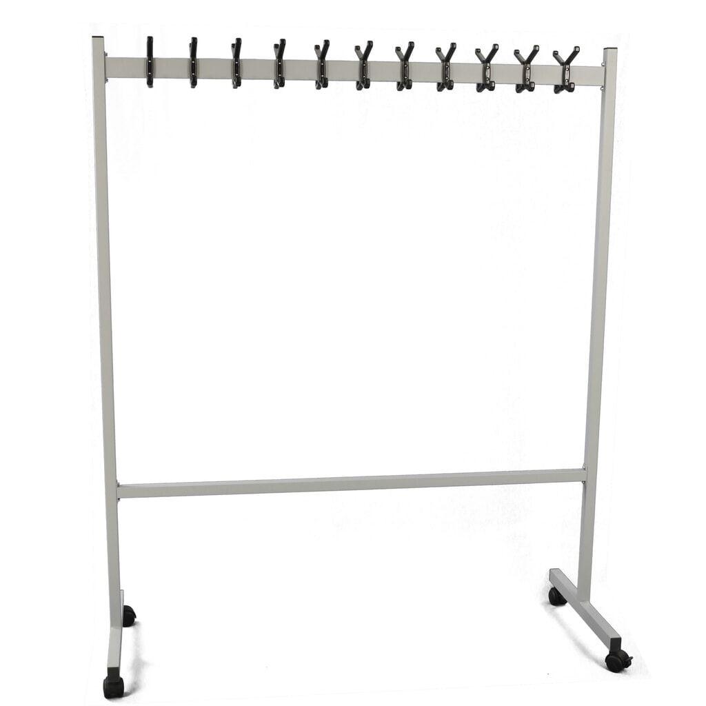Product afbeelding: Mobiele garderobestandaard Double, 22 dubbele haken, tweezijdig, zilver, zwart