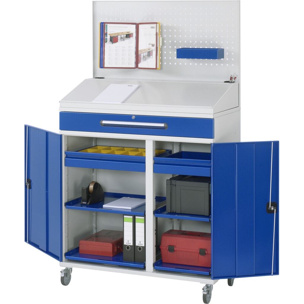 Productafbeelding nr. 3: RAU mobiele rollende lessenaar, HxBxD 1.235-1.895 x 1.100 x 520 mm, lades 2 x 80, 1 x 120 mm