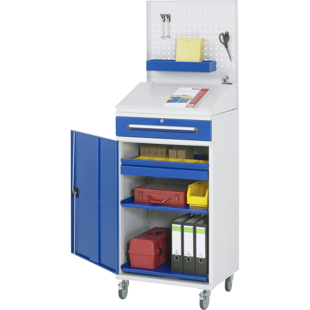 Productafbeelding nr. 3: RAU mobiele rollende lessenaar, HxBxD 1.235-1.895 x 650 x 520 mm, lades 1 x 80, 1 x 120 mm