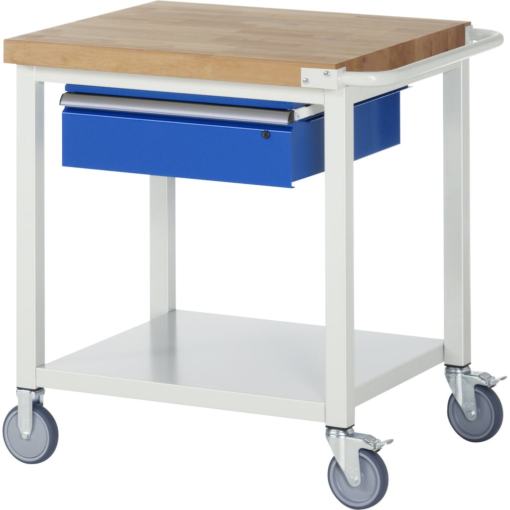 Product afbeelding: Mobiele werkbank RAU serie 8000, hxbxd 880-1.080 x 750 x 700 mm, 1 lade 1 x 150 mm, draagvermogen lade 50 kg