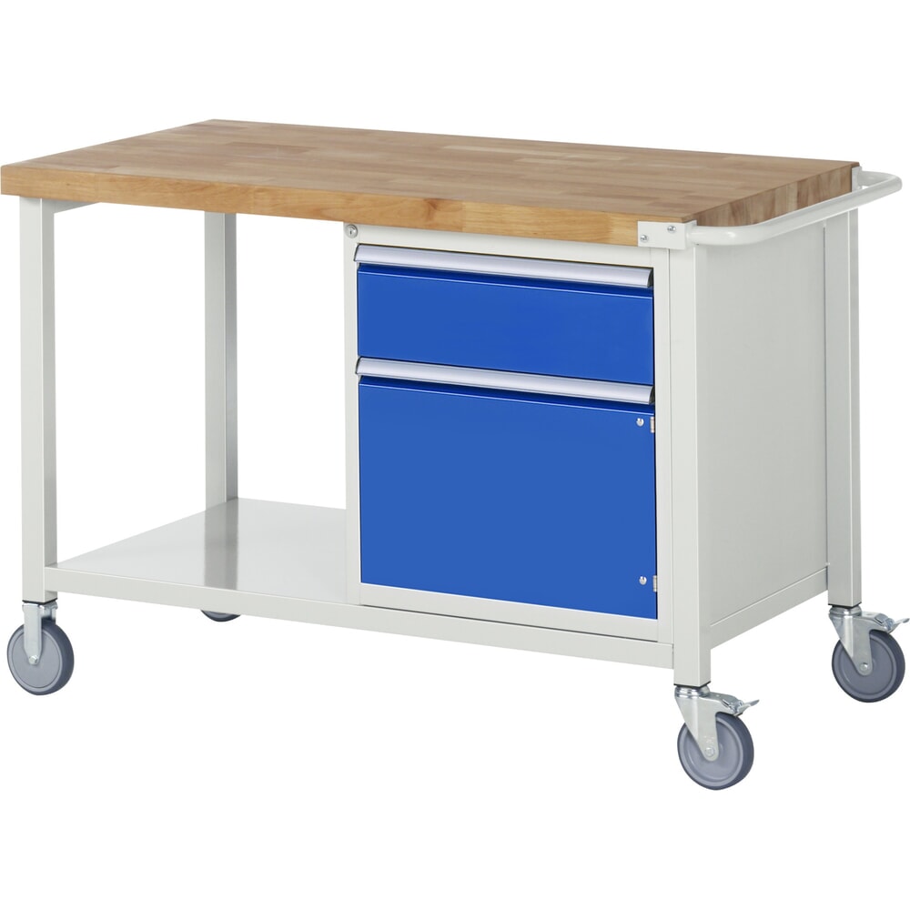 Productafbeelding nr. 1: Mobiele werkbank RAU serie 8000, 1 legbord, 1 draaideur, hxbxd 880-1.080 x 1.250 x 700 mm, 1 lade