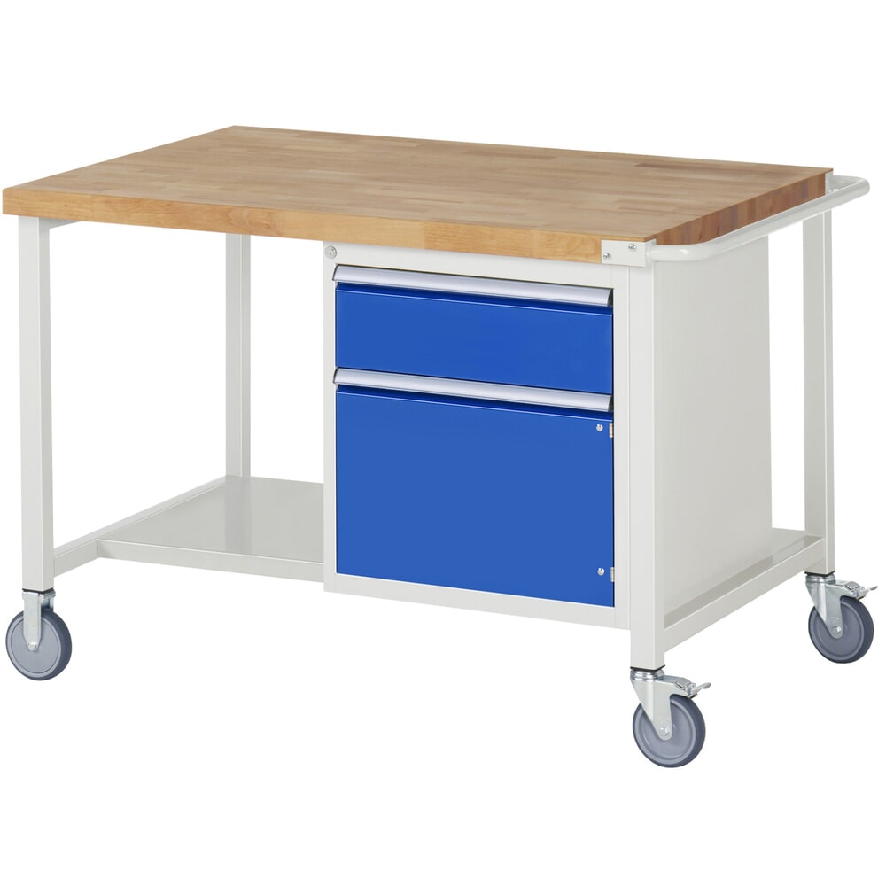 Product afbeelding: Mobiele werkbank RAU serie 8000, 1 legbord, 1 draaideur, hxbxd 880-1.080 x 1.250 x 900 mm, 1 lade