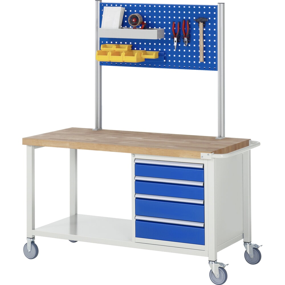 Productafbeelding nr. 8: Mobiele werkbank RAU serie 8000, 1 legbord, 1 draaideur, hxbxd 880-1.080 x 1.250 x 700 mm, 1 lade