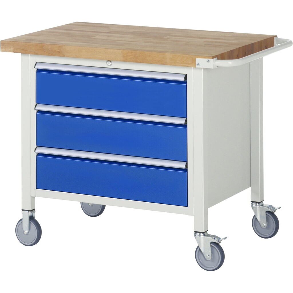 Product afbeelding: Mobiele werkbank RAU serie 8000, hxbxd 880 x 1.000 x 700 mm, 3 x voor 100% uittrekbare lades, 3 x 180 mm, draagvermogen lade 75 kg