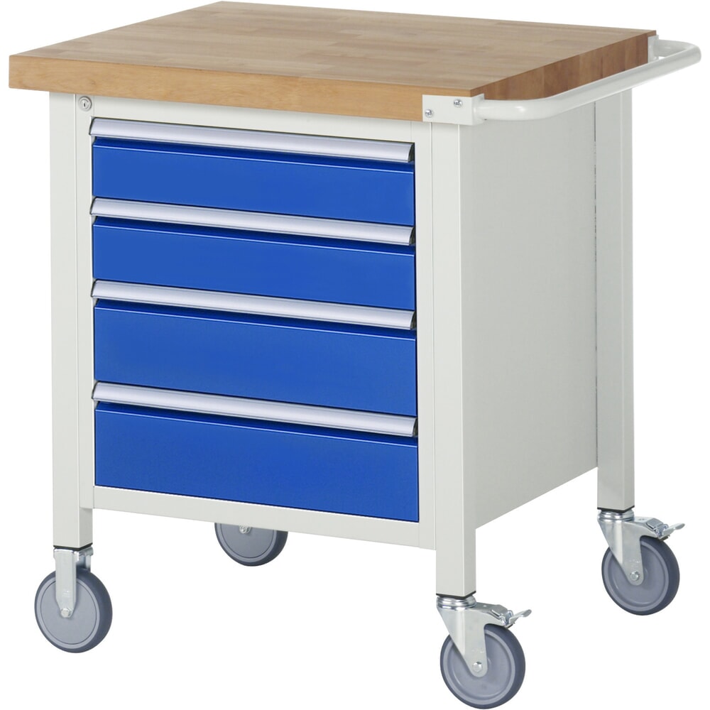 Productafbeelding nr. 1: Mobiele werkbank RAU serie 8000, 1 kast, hxbxd 880-1.080 x 750 x 700 mm, 4 lades 2 x 120, 2 x 150 mm