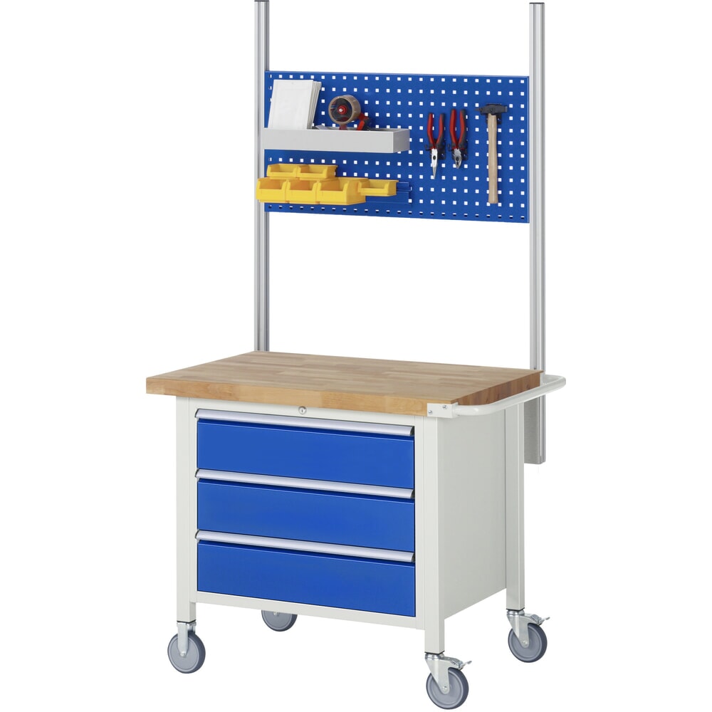 Productafbeelding nr. 7: Mobiele werkbank RAU serie 8000, 1 legbord, hxbxd 880-1.080 x 1.000 x 700 mm, 3 x voor 100% uittrekbare lades, 3 x 180 mm, draagvermogen lade 100 kg