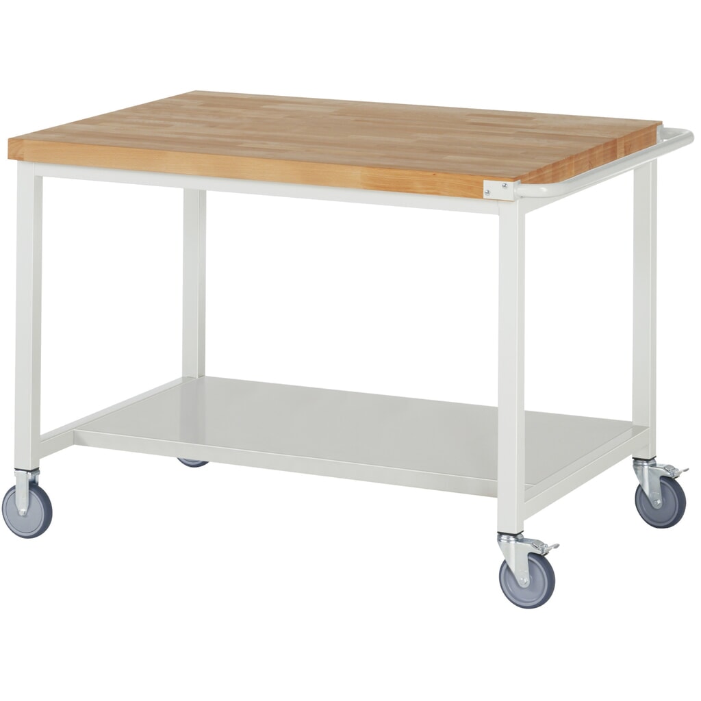 RAU verrijdbare werkbank serie 8000, h x b x d 880 x 1.250 x 900 mm, legbord onderaan Product afbeelding: RAU verrijdbare werkbank serie 8000, h x b x d 880 x 1.250 x 900 mm, legbord onderaan