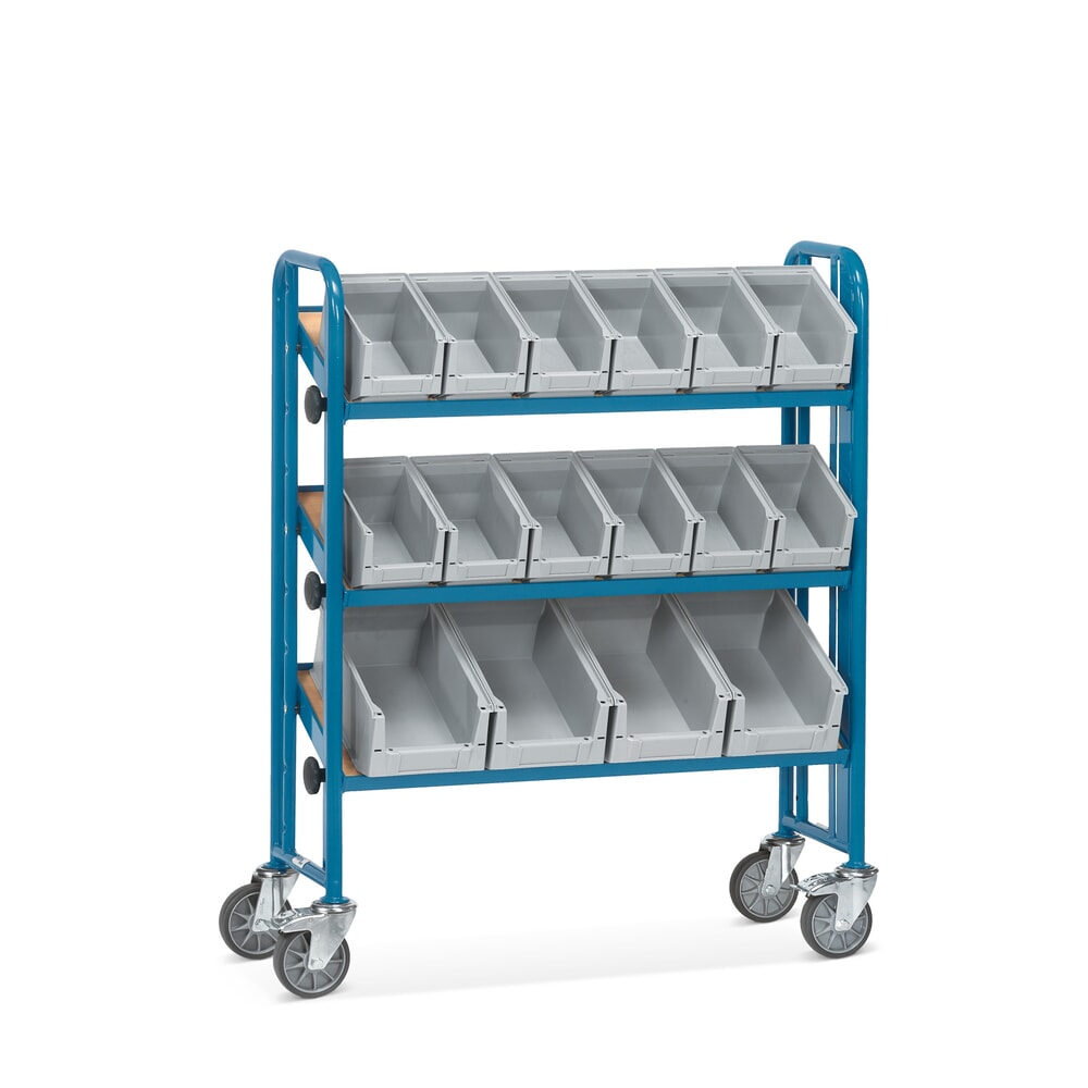Product afbeelding: Montagewagen fetra® met bakken, 3 etages, eenzijdig