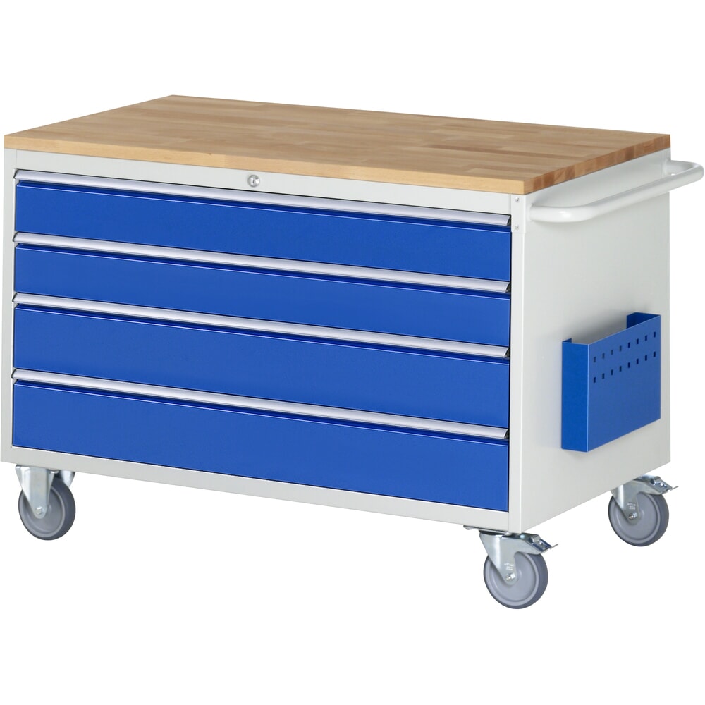 Product afbeelding: RAU gereedschapswagen serie 7000, h x b x d 795 x 1.145 x 650 mm, met 4 lades maat XXL, massief beuken werkblad