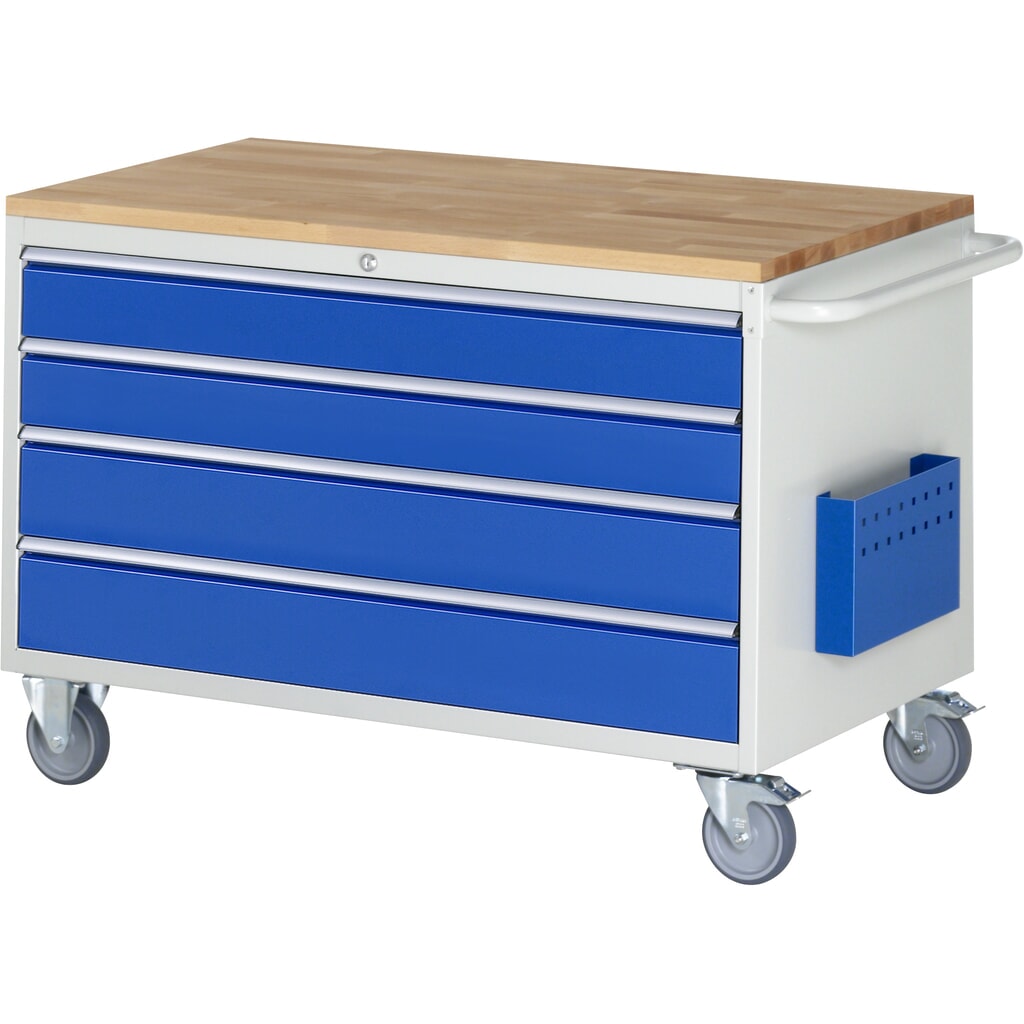 Product afbeelding: RAU gereedschapswagen serie 7000, h x b x d 795 x 1.145 x 650 mm, met 4 lades maat XXL, massief beuken werkblad