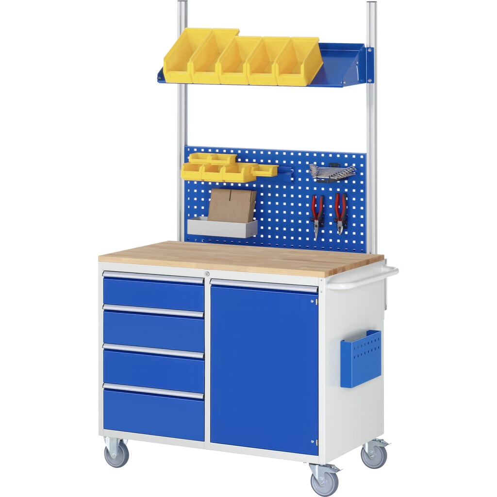 Montagewagen RAU serie 7000, hxbxd 975 x 1.145 x 650 mm, 12 lades 6 x 90, 6 x 150 mm, metalen werkblad, draagvermogen lade 100 kg Productafbeelding nr. 4: Montagewagen RAU serie 7000, hxbxd 975 x 1.145 x 650 mm, 12 lades 6 x 90, 6 x 150 mm, metalen werkblad, draagvermogen lade 100 kg