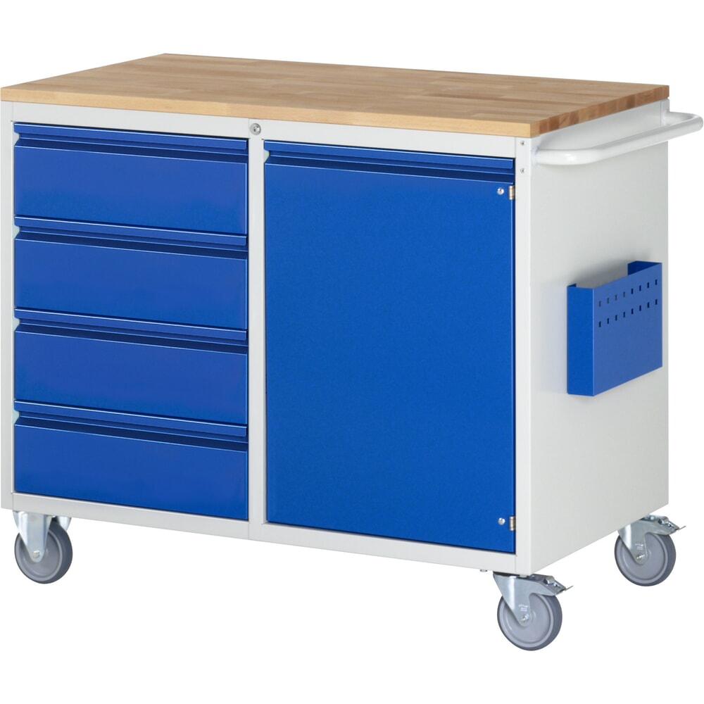 Productafbeelding nr. 1: Montagewagen RAU serie 7000, hxbxd 975 x 1.145 x 650 mm, 1 draaideur, 4 lades 4 x 180 mm, beuken werkblad