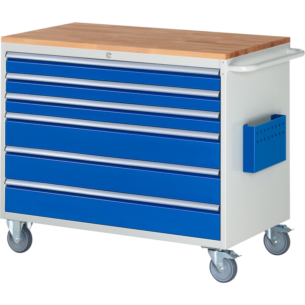 Product afbeelding: RAU gereedschapswagen serie 7000, h x b x d 975 x 1.145 x 650 mm, met 6 lades maat XXL, massief beuken werkblad