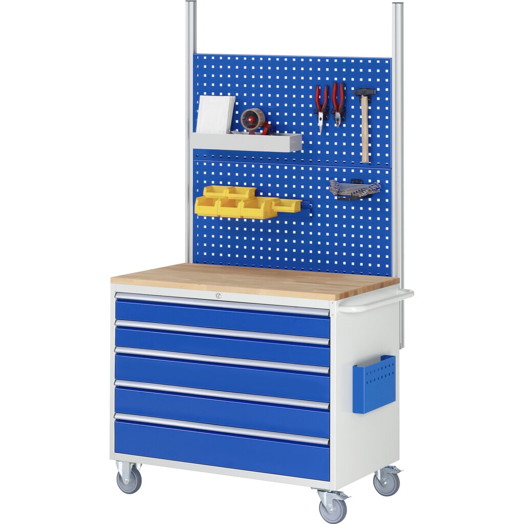 Productafbeelding nr. 7: Montagewagen RAU serie 7000, hxbxd 975 x 1.145 x 650 mm, 5 lades 1 x 60, 1 x 90, 2 x 150, 1 x 270 mm, beuken werkblad, draagvermogen lade 50 kg