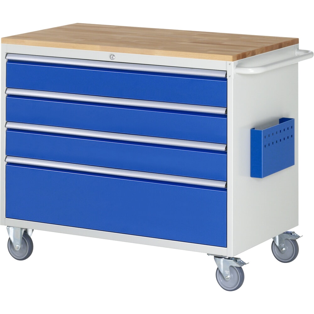 Productafbeelding nr. 1: Montagewagen RAU serie 7000, hxbxd 975 x 1.145 x 650 mm, 4 lades 3 x 150, 1 x 270 mm, beuken werkblad, draagvermogen lade 50 kg