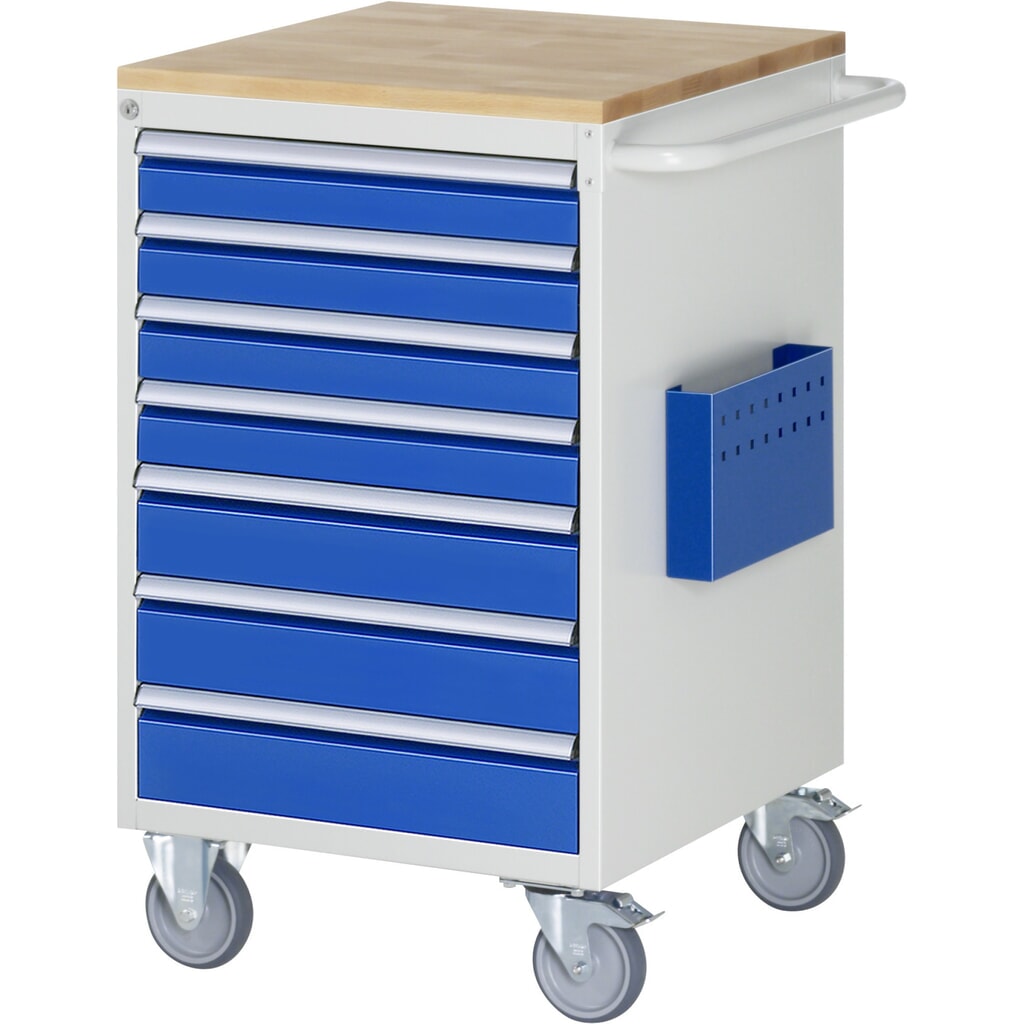 Productafbeelding nr. 1: Montagewagen RAU serie 7000, hxbxd 975 x 580 x 650 mm, 7 lades 4 x 90, 3 x 120 mm, beuken werkblad