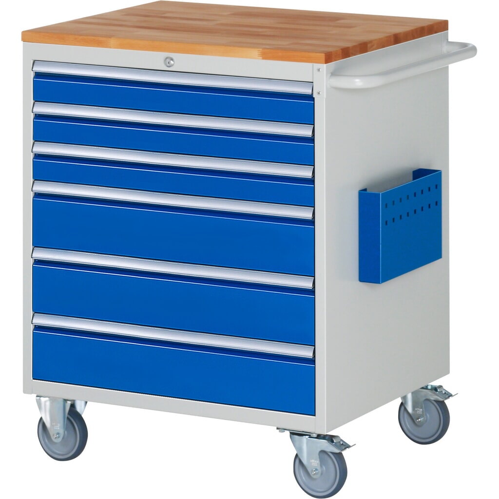 Product afbeelding: RAU gereedschapswagen serie 7000, h x b x d 975 x 770 x 650 mm, met 6 lades maat XL, massief beuken werkblad