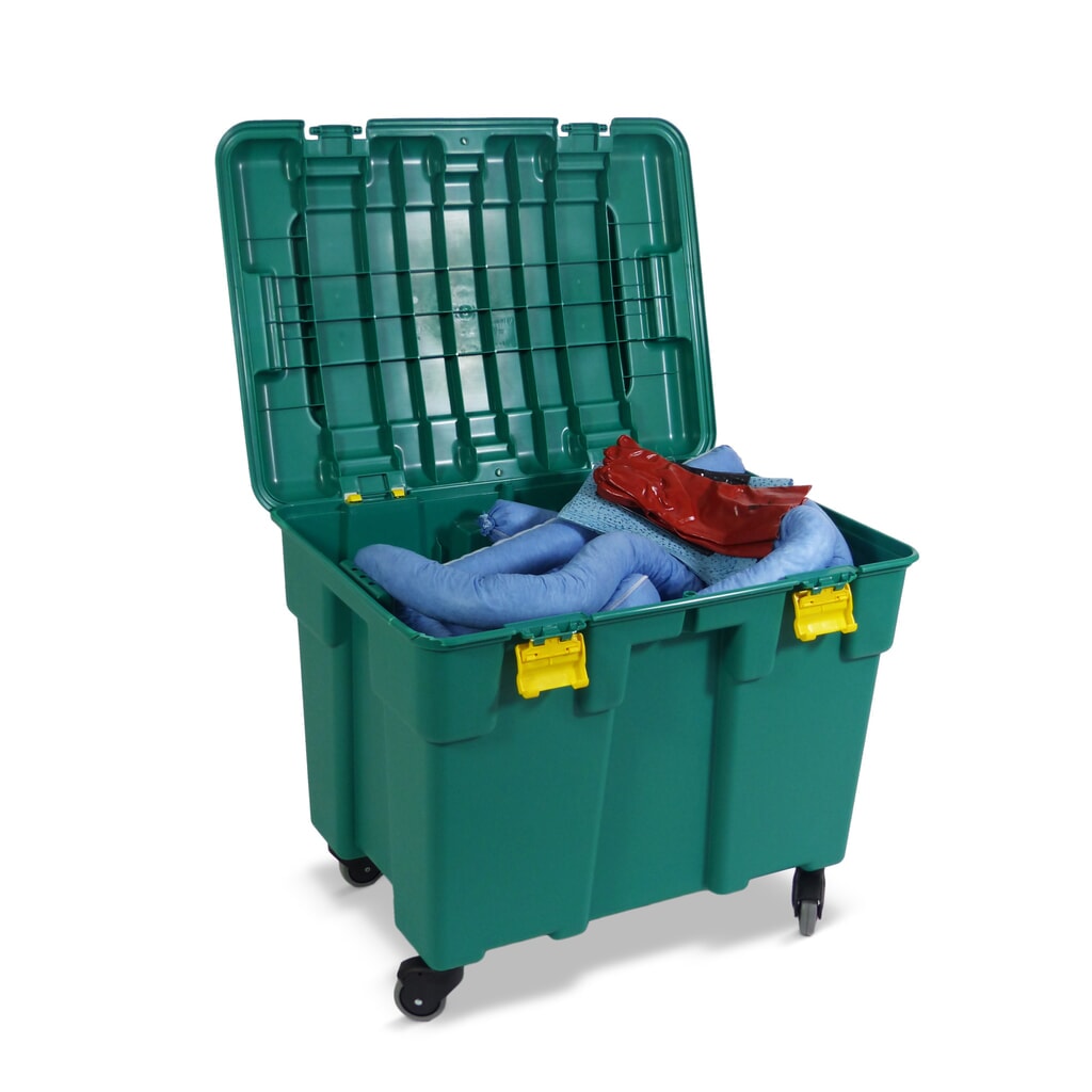 Noodset olie, rolbox, opvangcapaciteit 150 l, blauw Product afbeelding: Noodset olie, rolbox, opvangcapaciteit 150 l, blauw