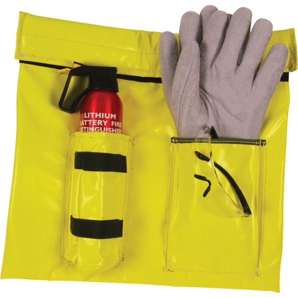 Product afbeelding: Noodtransport- en bluspakket RathoLith® S, veiligheidshandschoenen, veiligheidsbril en brandblusser 0,5 l