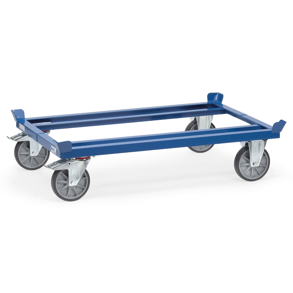 Product afbeelding: Onderstel fetra® met vanghoeken, draagvermogen 750 kg, voor pallets 1.200 x 800 mm, TPE-banden