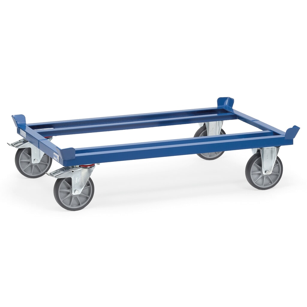Onderstel fetra® met vanghoeken, draagvermogen 750 kg, voor pallets 800 x 600 mm, TPE-banden Product afbeelding: Onderstel fetra® met vanghoeken, draagvermogen 750 kg, voor pallets 800 x 600 mm, TPE-banden