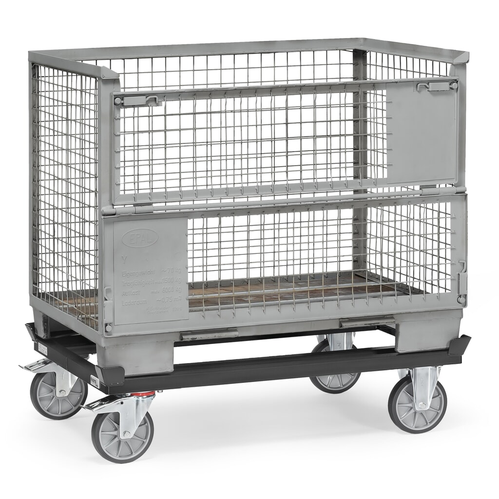 Onderstel fetra® met vanghoeken, draagvermogen 750 kg, voor pallets 1.200 x 800 mm, TPE-banden, antracietgrijs Productafbeelding nr. 2: Onderstel fetra® met vanghoeken, draagvermogen 750 kg, voor pallets 1.200 x 800 mm, TPE-banden, antracietgrijs