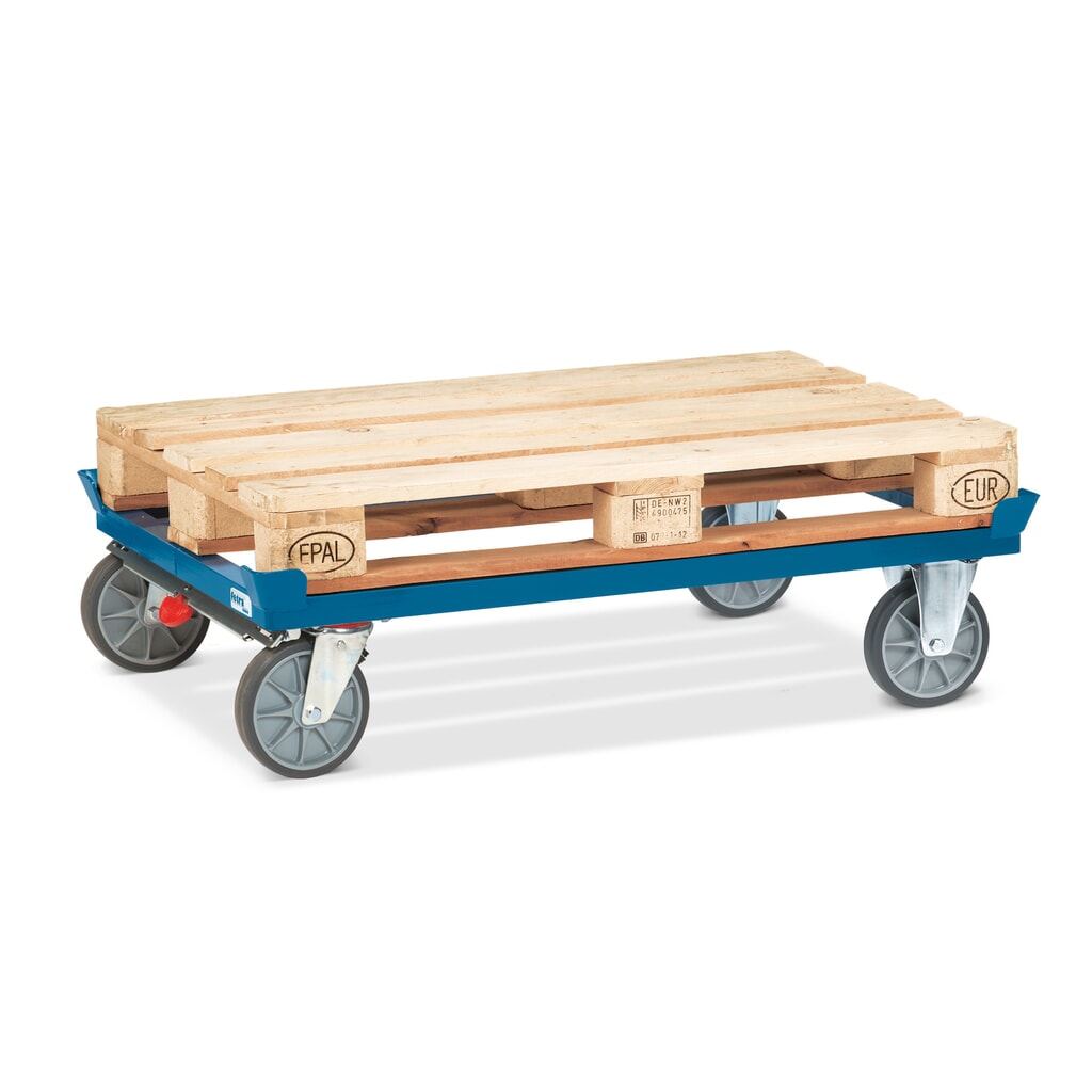 Onderstel fetra® met vanghoeken, draagvermogen 750 kg, voor pallets 1.200 x 800 mm, TPE-banden, met centrale rem Productafbeelding nr. 2: Onderstel fetra® met vanghoeken, draagvermogen 750 kg, voor pallets 1.200 x 800 mm, TPE-banden, met centrale rem
