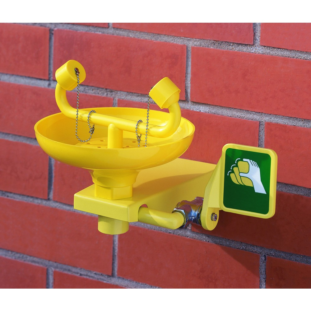 Product afbeelding: Oogdouche Erbstößer®, DIN EN 15154-2 en ANSI Z 358, wandmontage, met kunststof opvangbak, tweestralig
