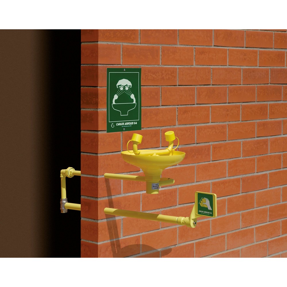 Product afbeelding: Oogdouche Erbstößer®, DIN EN 15154-2 en ANSI Z 358, wandmontage, met kunststof opvangbak, tweestralig, vorstbestendig