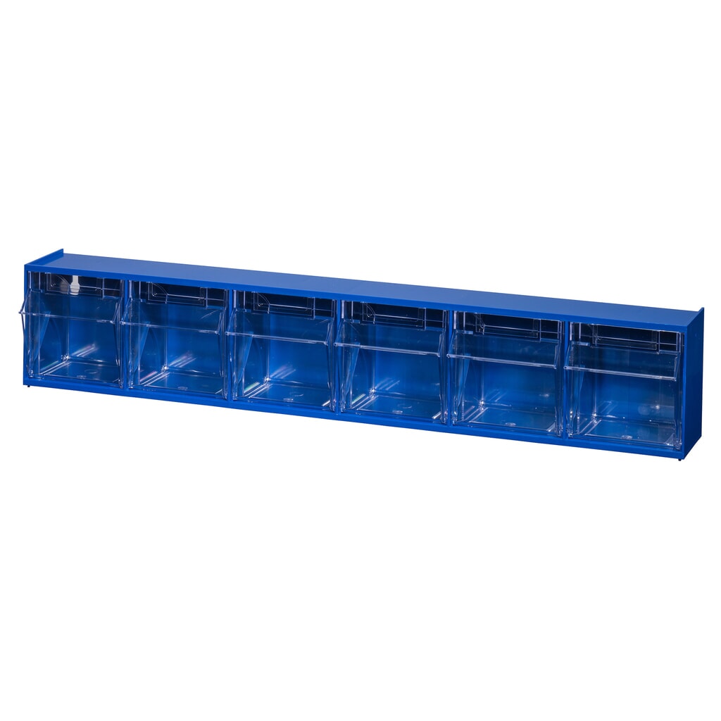 Opbergsysteem met kantelbakken Allit, 6 bakken, blauw Product afbeelding: Opbergsysteem met kantelbakken Allit, 6 bakken, blauw