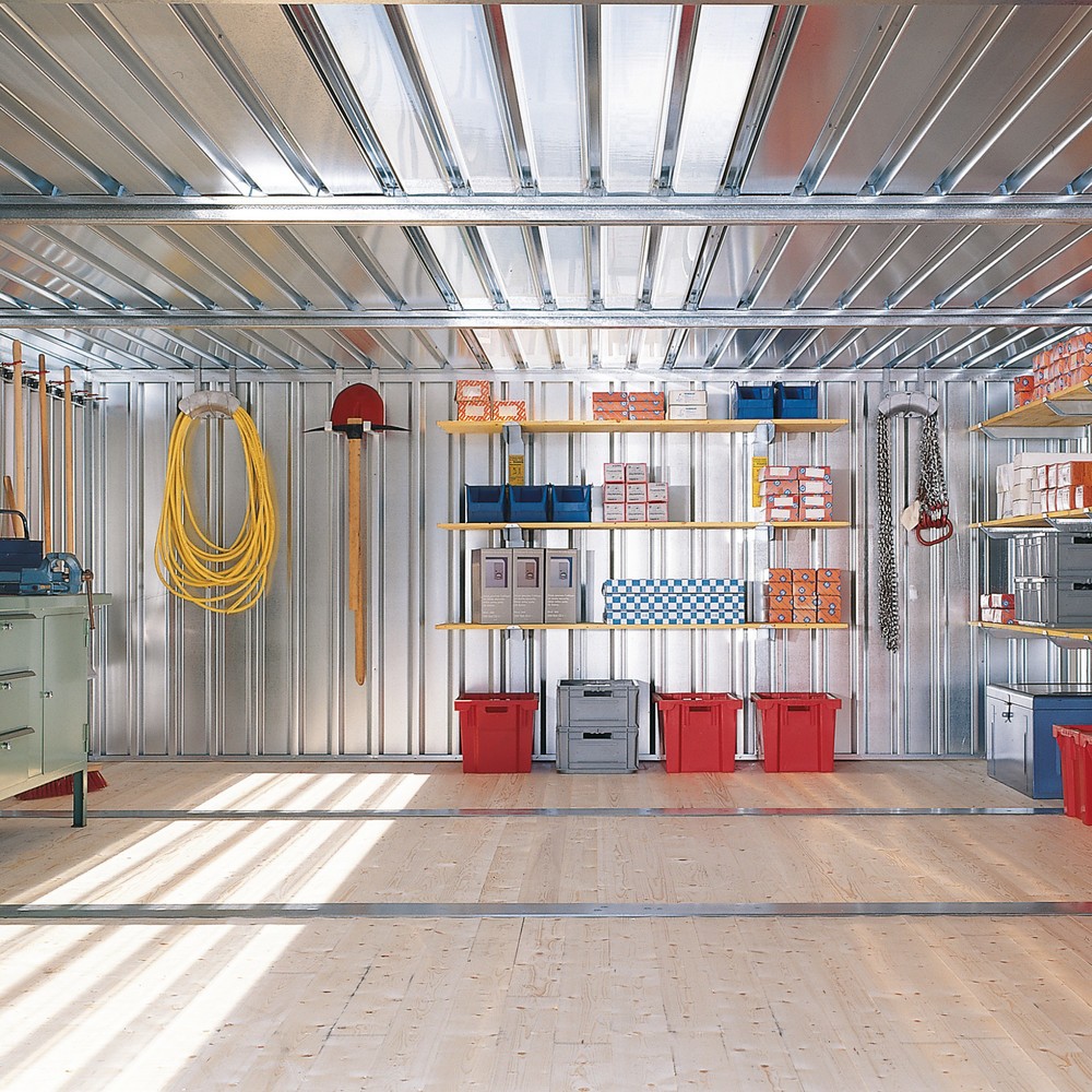 Productafbeelding nr. 2: FLADAFI® combinatie materiaalcontainers, geverfd, 2 modules, hxbxd 2.150 x 3.050 x 4.340 mm, gedemonteerd, houten vloer, lichtgrijs