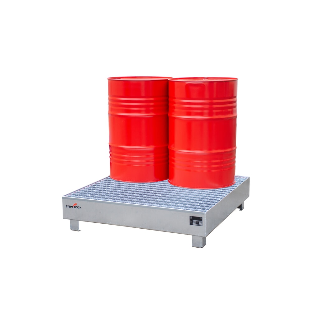 Productafbeelding nr. 4: Steinbock® lekbak, 4x 200 l, hxbxd 285 x 1.200 x 1.200 mm, incl. rooster, thermisch verzinkt